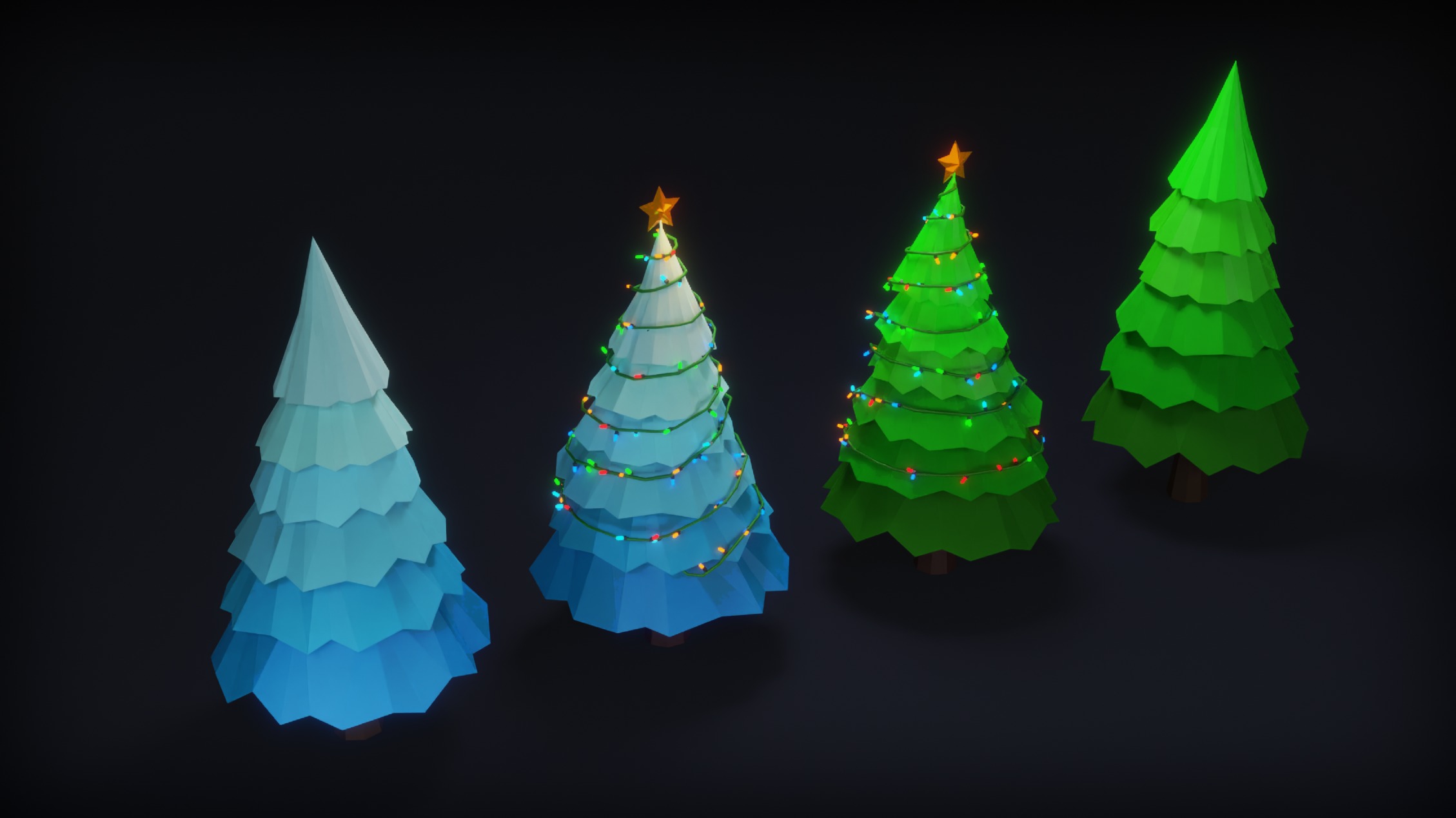 Low Poly Christmas Trees Free low-poly 3D model_4