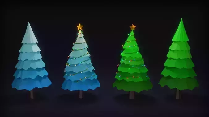 Low Poly Christmas Trees Free low-poly 3D model