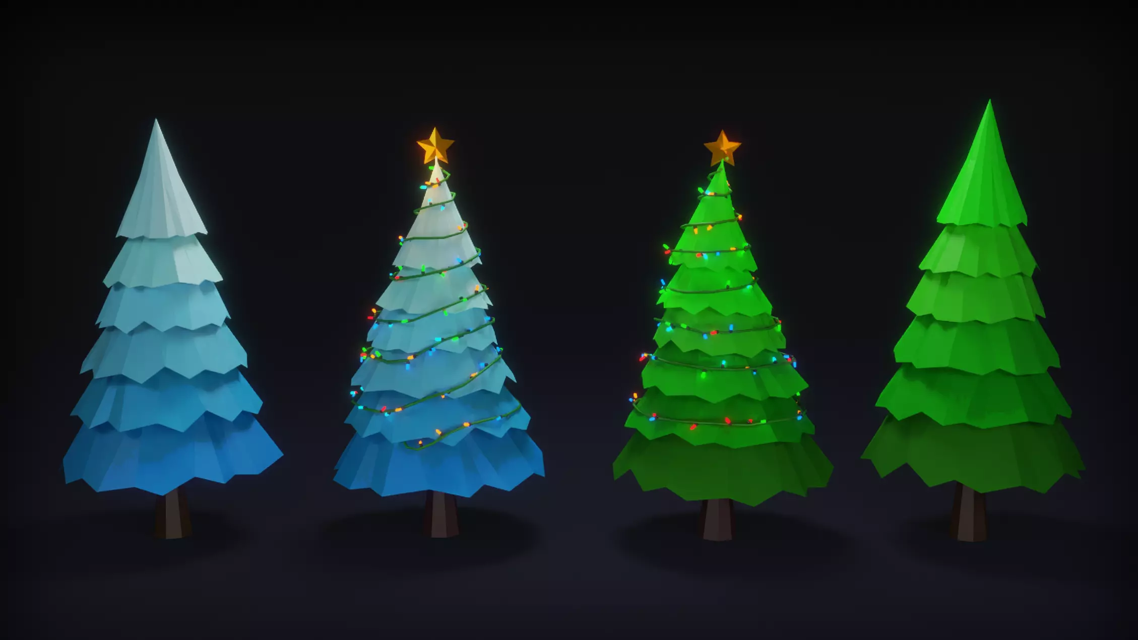 Low Poly Christmas Trees Free low-poly 3D model_0