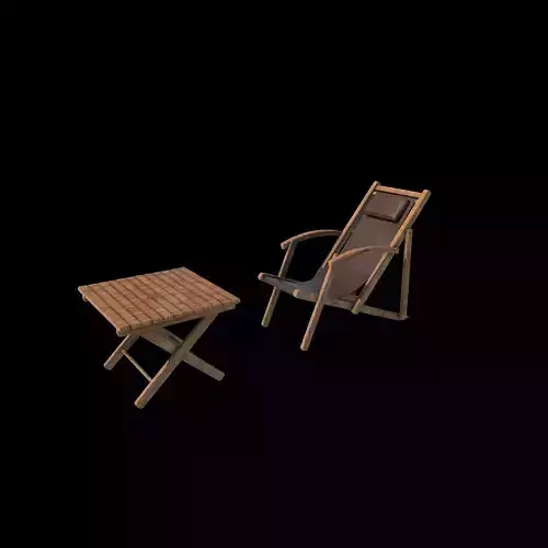 Chair with Side Table Low-poly 3D model