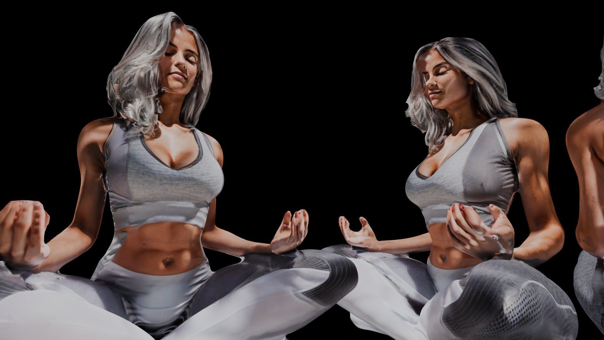 Meditating Female Yoga Pose 3D model_4