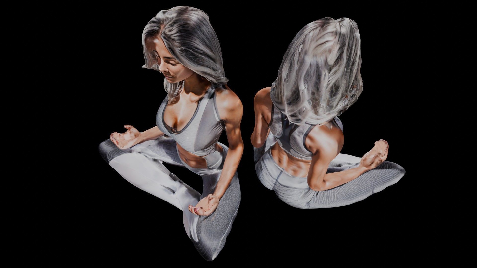Meditating Female Yoga Pose 3D model_5