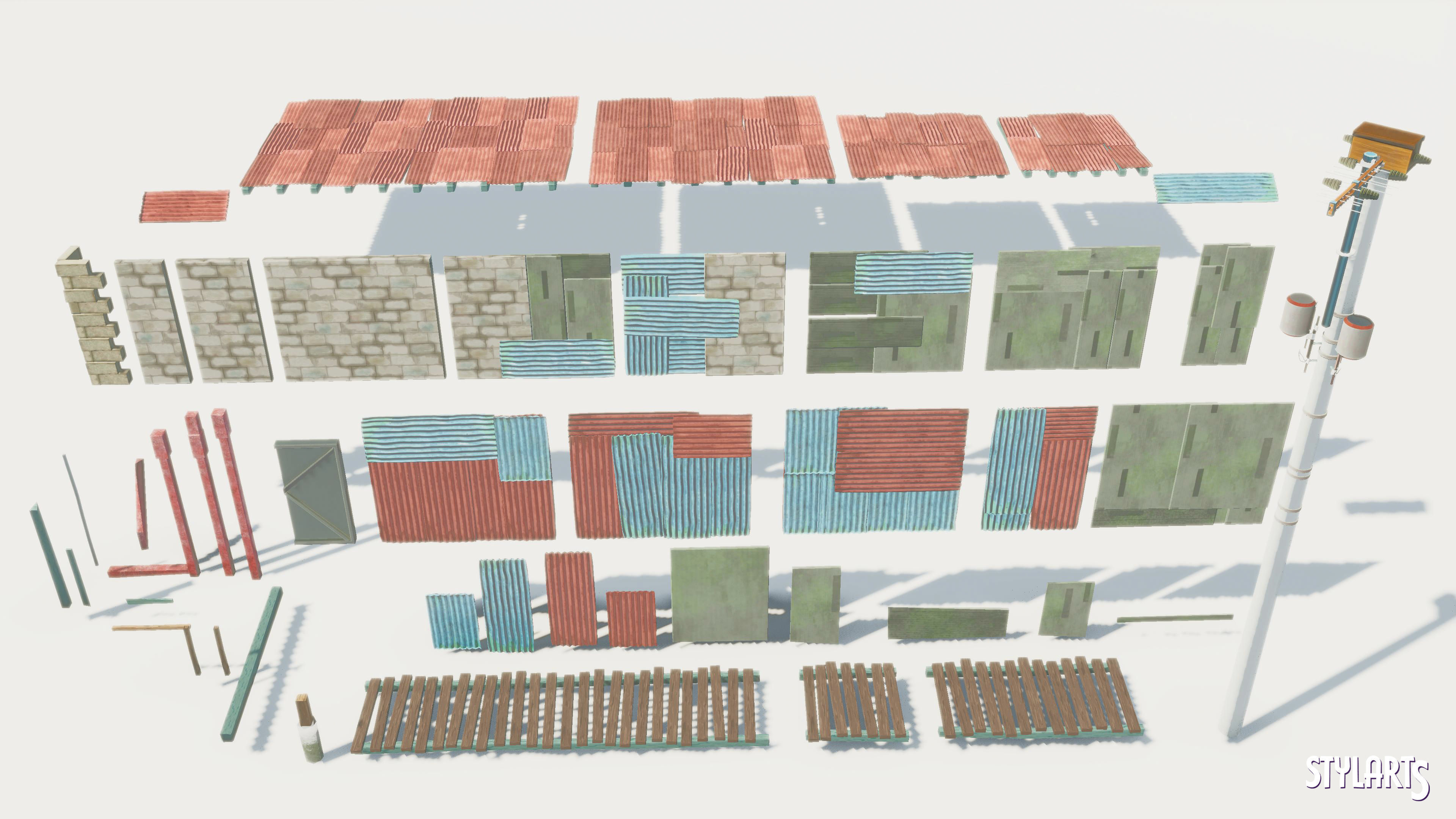 Stylized Floating Slums Low-poly 3D model_14