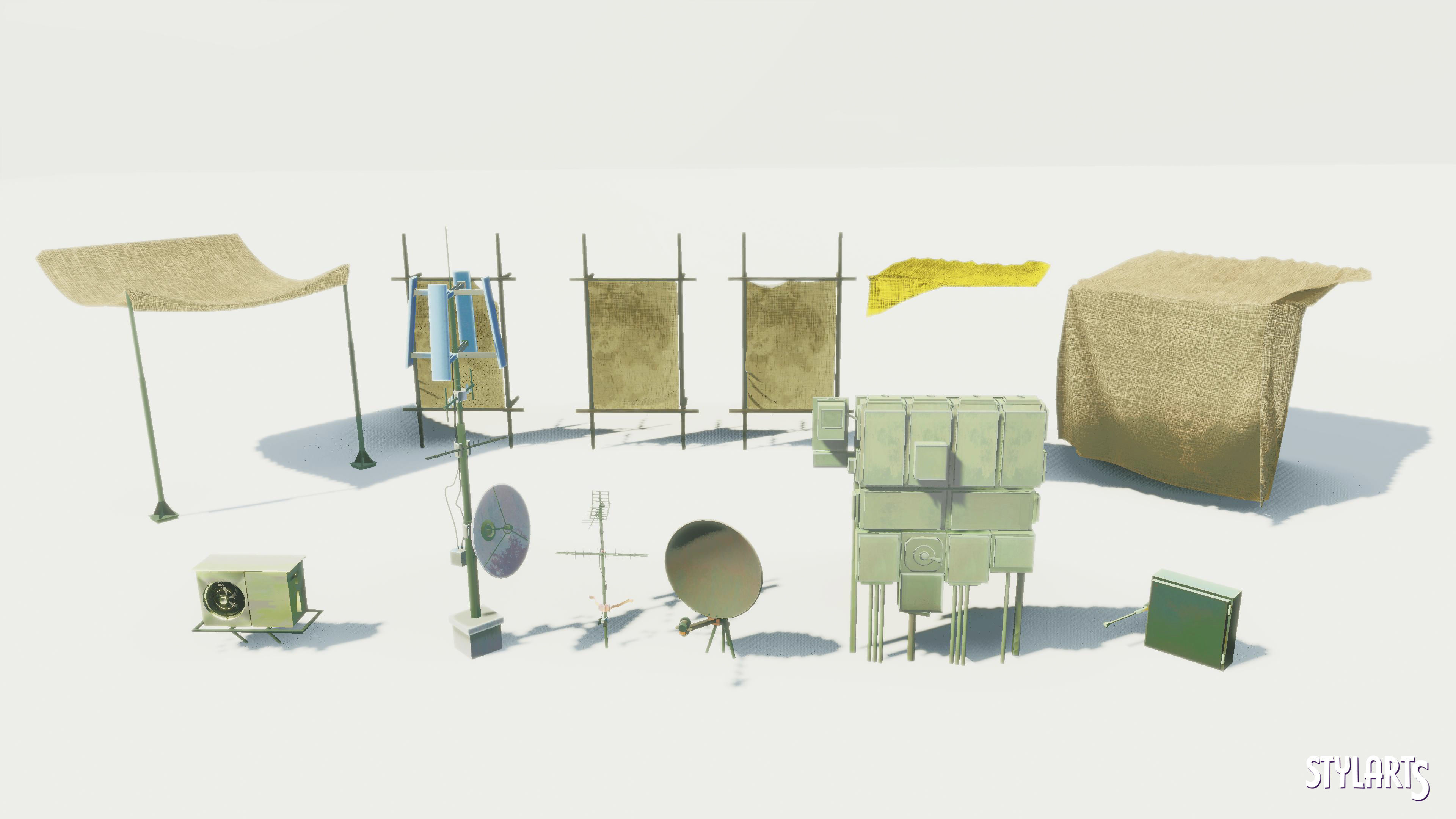 Stylized Floating Slums Low-poly 3D model_12