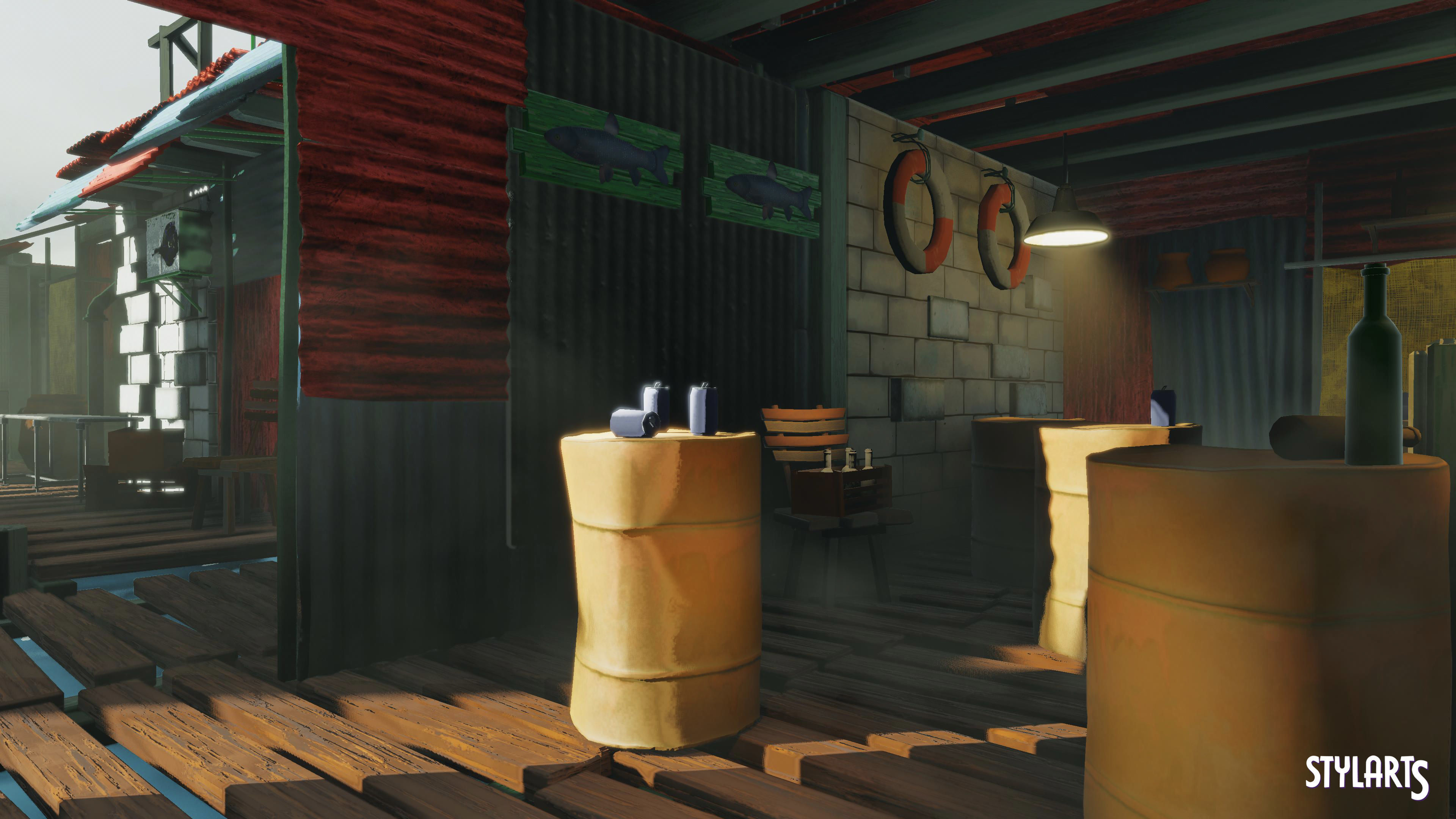 Stylized Floating Slums Low-poly 3D model_9