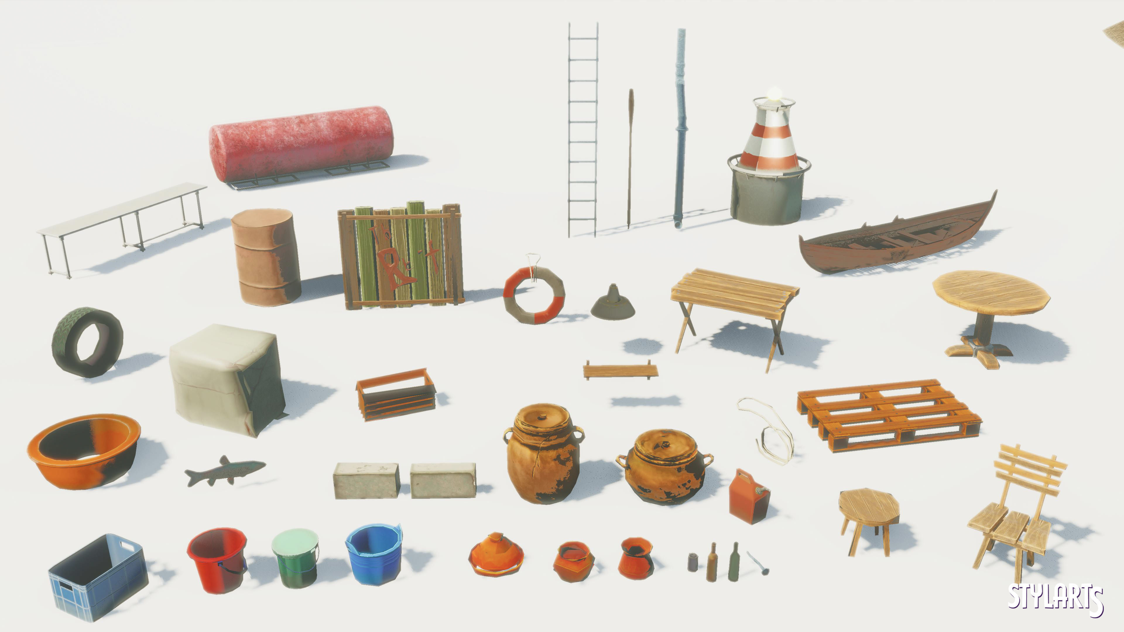 Stylized Floating Slums Low-poly 3D model_13