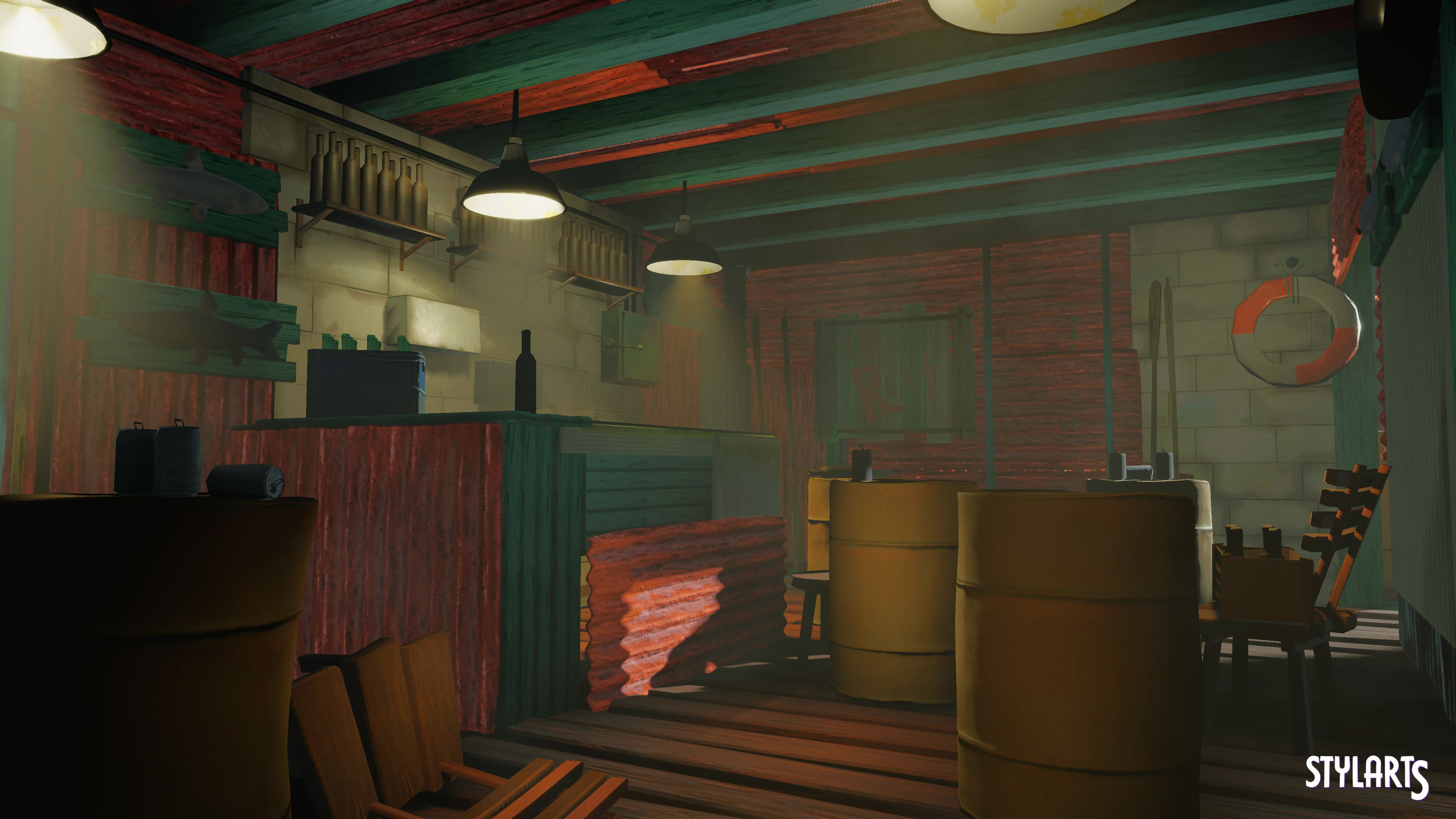 Stylized Floating Slums Low-poly 3D model_8