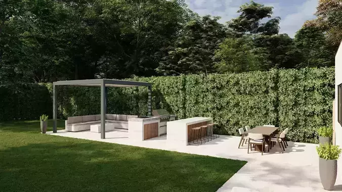Garden Landscape 3D Model - SketchUp and Lumion Scene