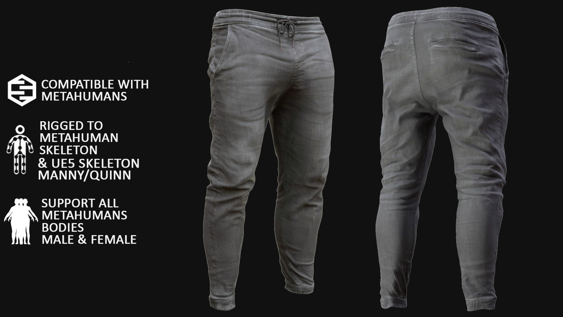 Jeans 26 - All MH Bodies - UE5 Skeletons - Rigged Low-poly 3D model_2