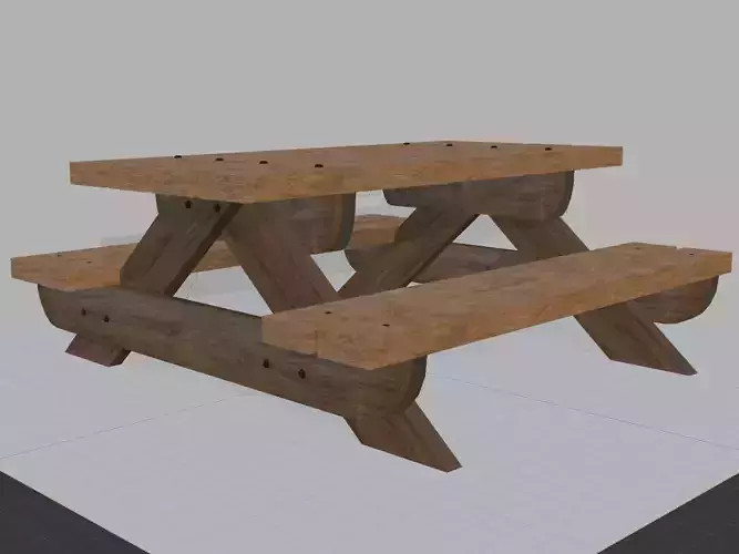 Park Style Picnic Table with Attached Benches Kit