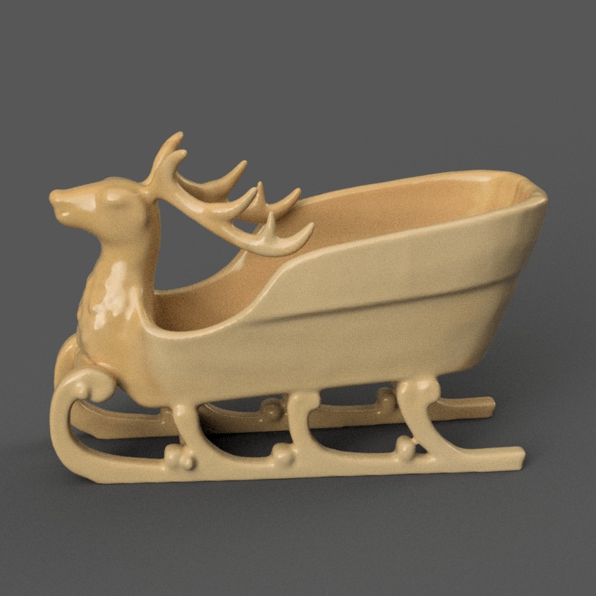 Santa Sleigh Christmas Decorations planter - vase - garden 7 3D print model_1