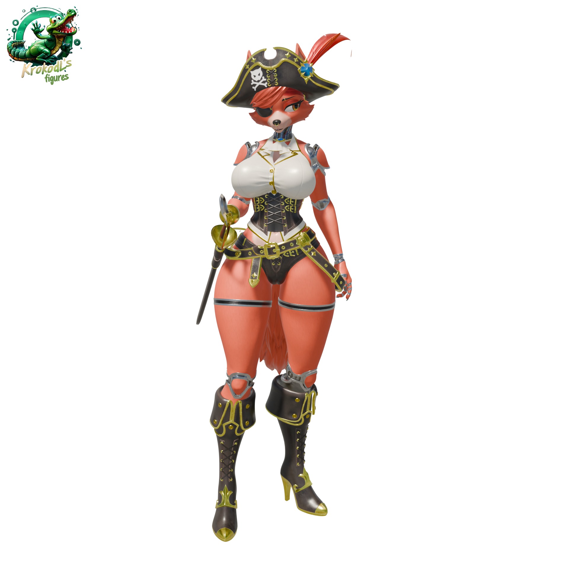 Sexy Foxy the pirate 3D print model_1