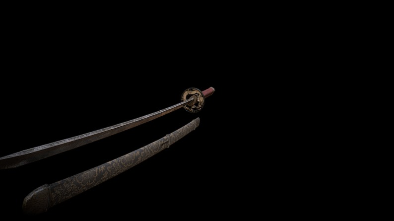 Damascus Steel Katana 3D model_3