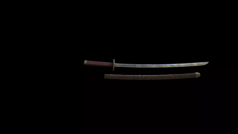 Damascus Steel Katana 3D model_0