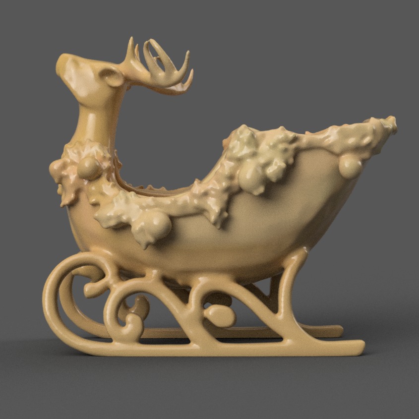 Santa Sleigh Christmas Decorations planter - vase - garden 8 3D print model_2