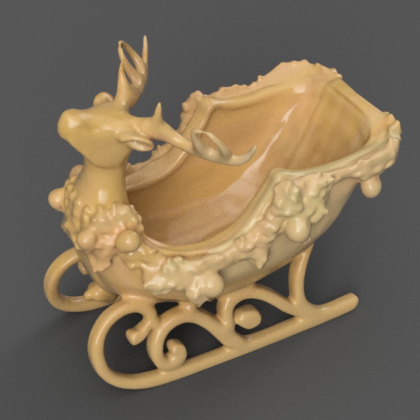 Santa Sleigh Christmas Decorations planter - vase - garden 8 3D print model_1