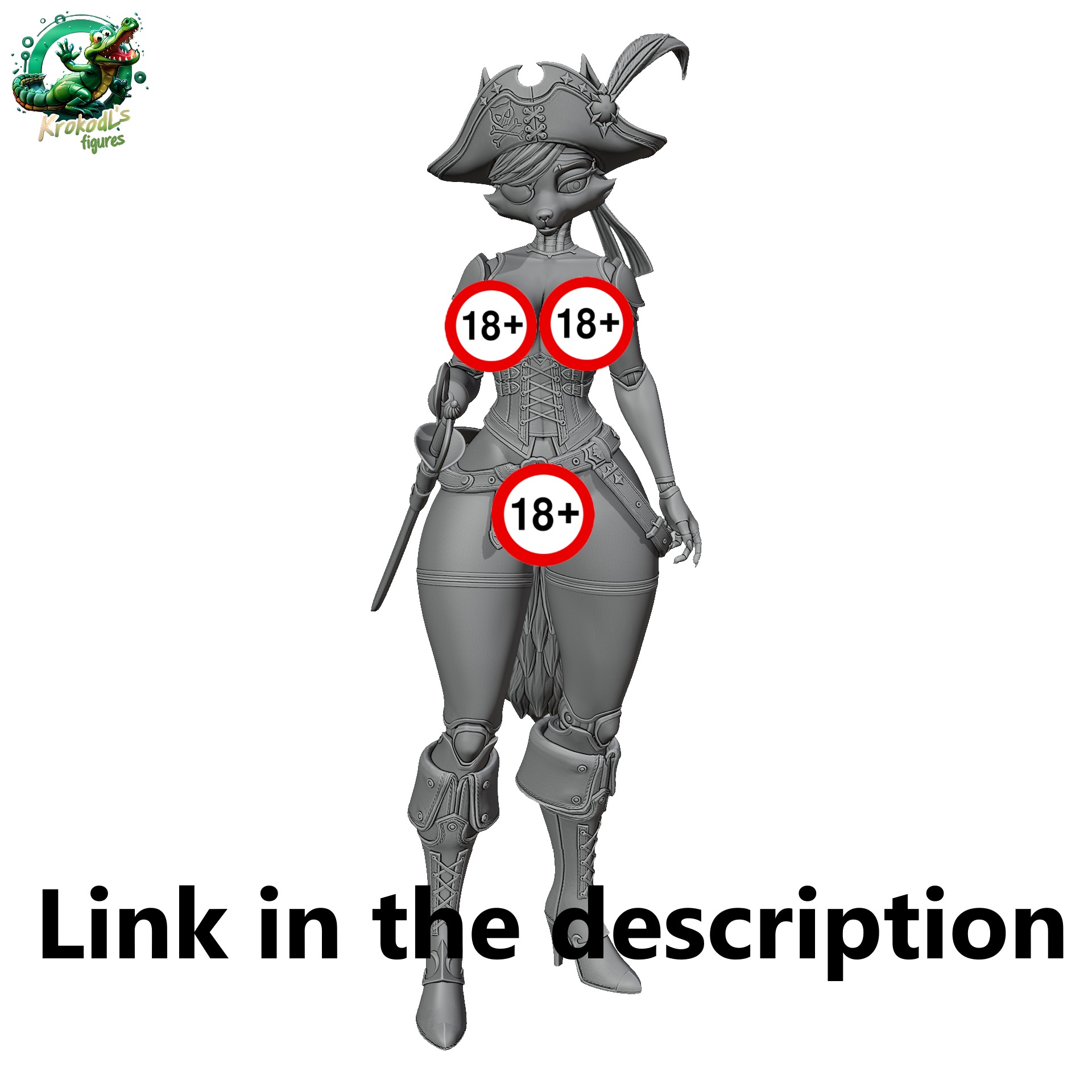 Foxy the pirate fox 3D print model_1