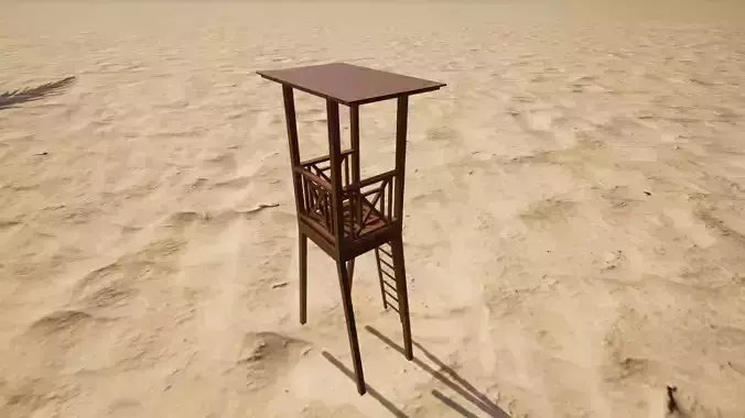 Lifeguard Tower 3d Model Animation on beach-