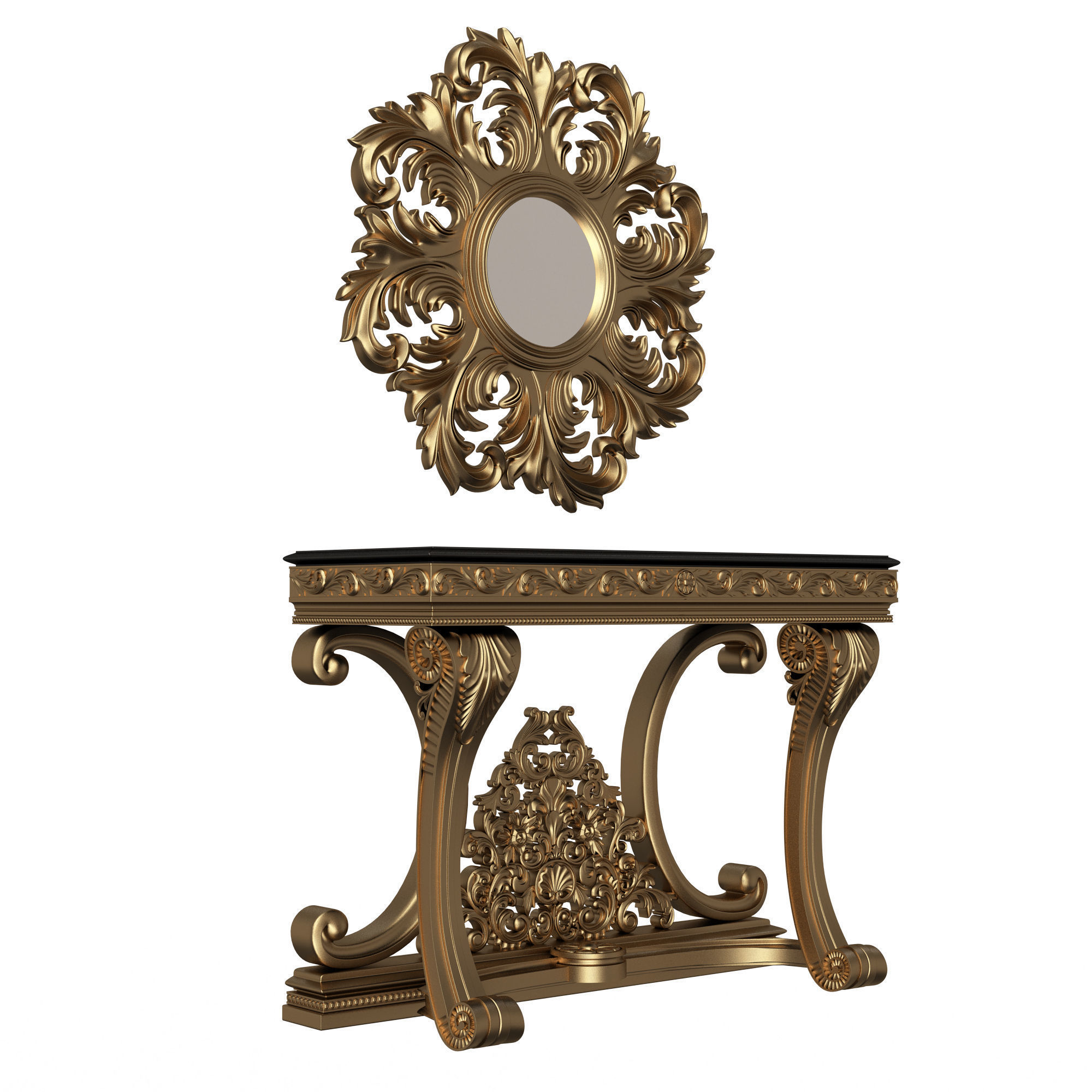 Classic Console Table 07 Low-poly 3D model_3