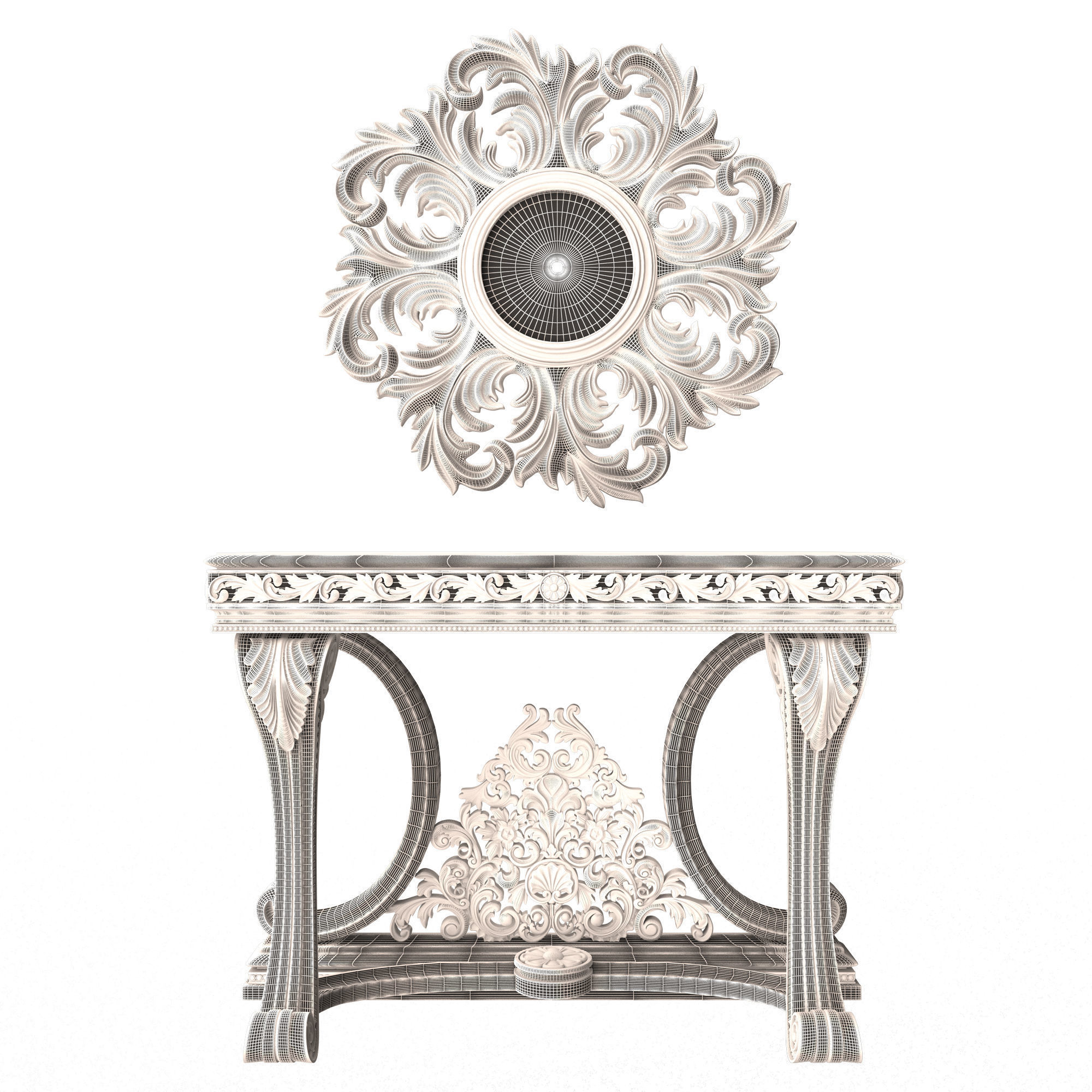 Classic Console Table 07 Low-poly 3D model_6