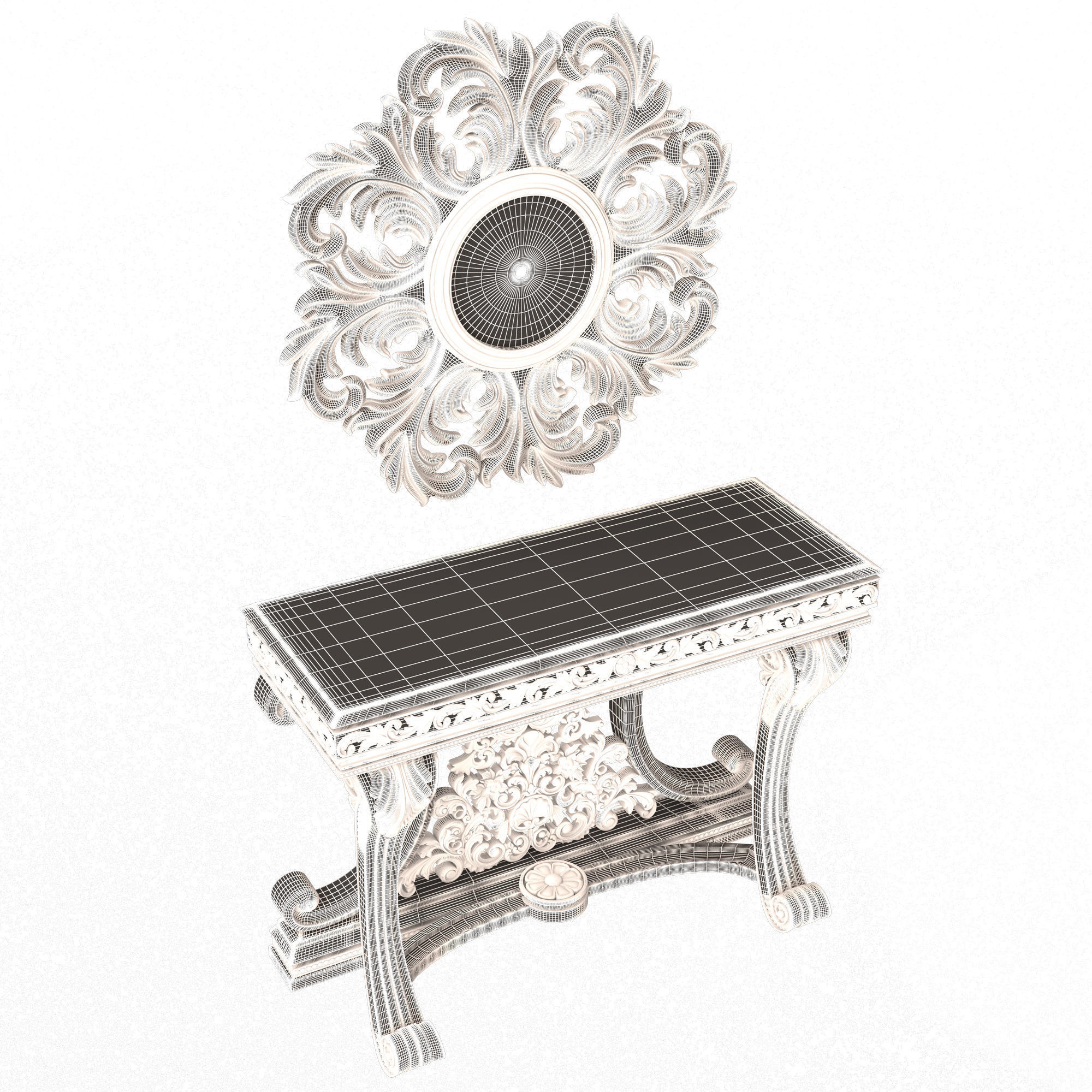 Classic Console Table 07 Low-poly 3D model_10