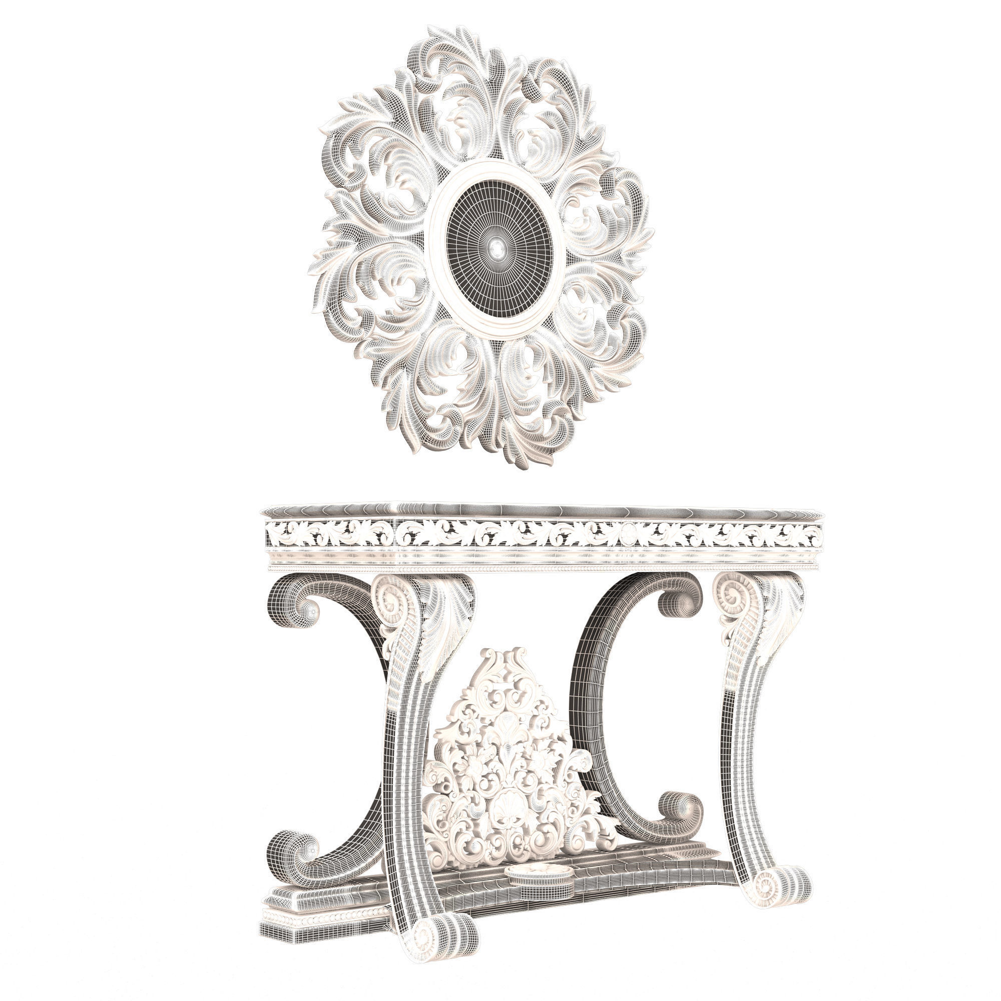 Classic Console Table 07 Low-poly 3D model_12