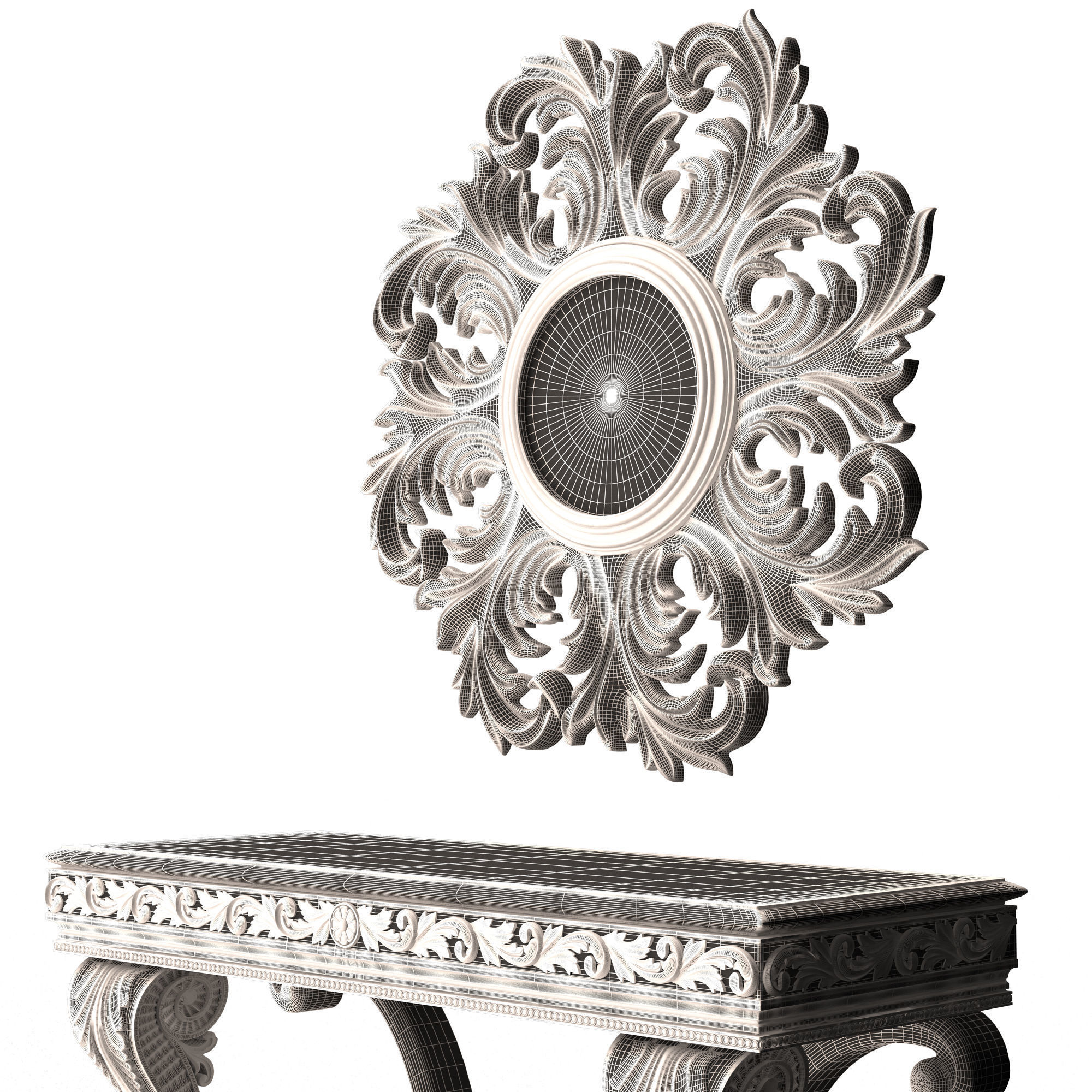 Classic Console Table 07 Low-poly 3D model_13