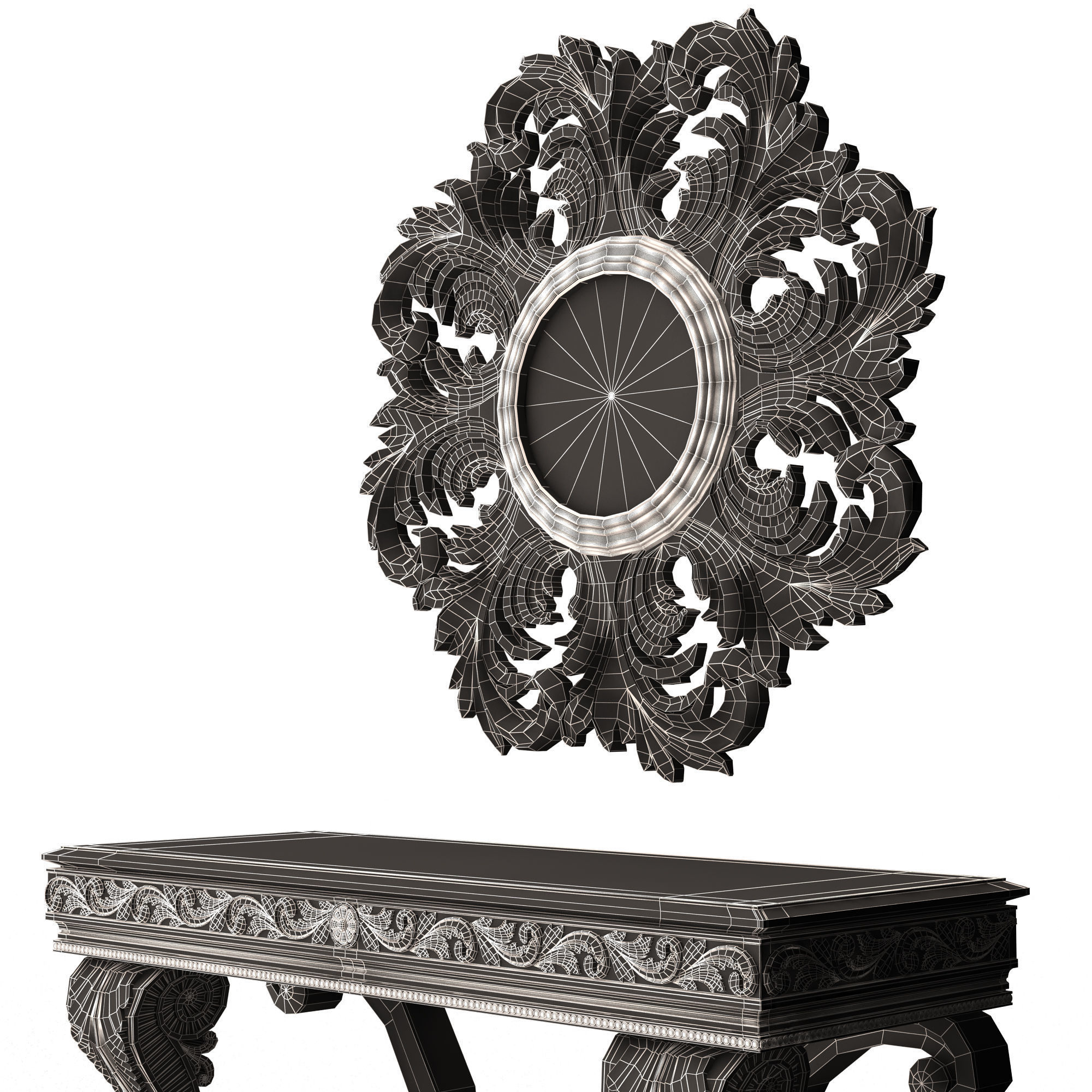 Classic Console Table 07 Low-poly 3D model_8