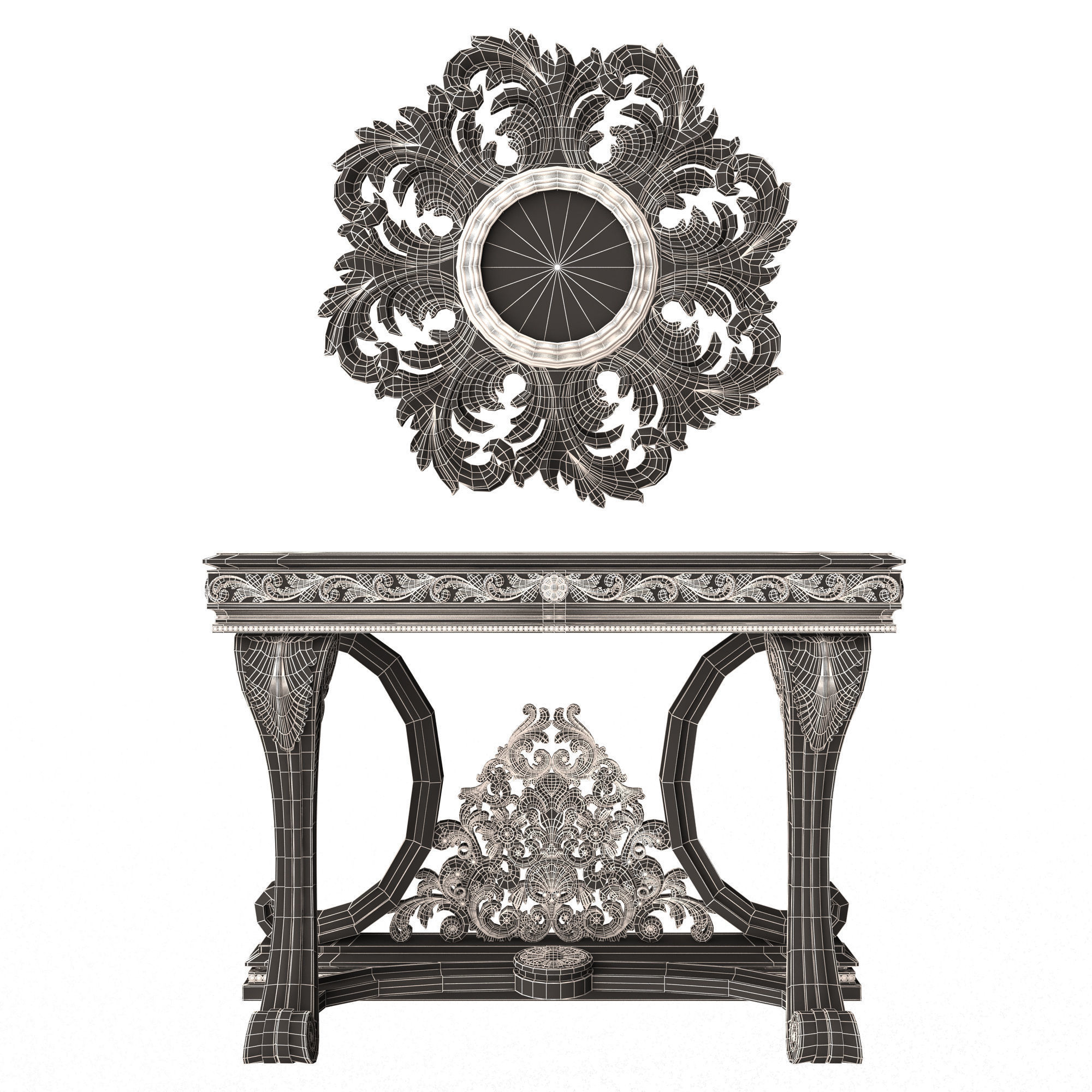 Classic Console Table 07 Low-poly 3D model_15