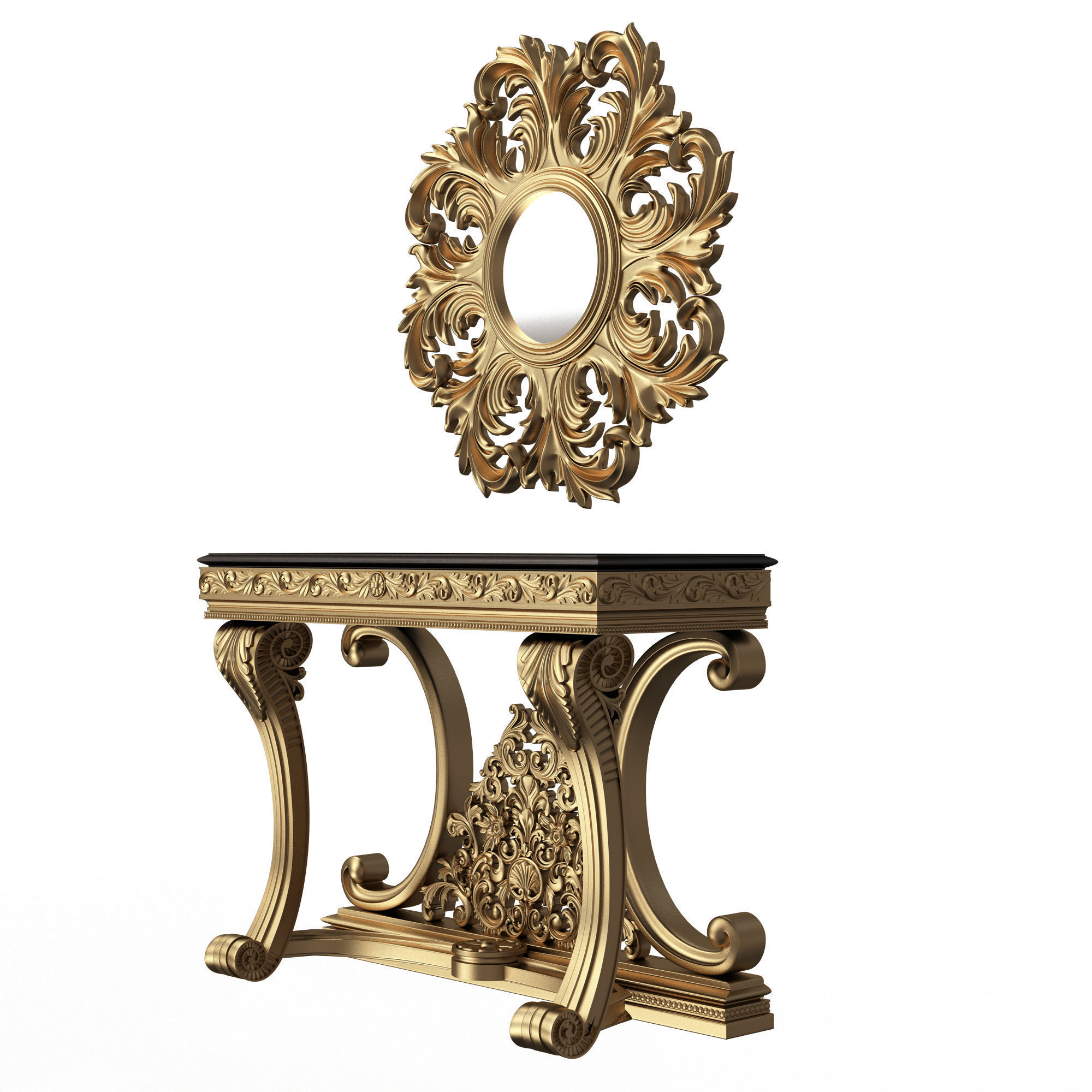 Classic Console Table 07 Low-poly 3D model_2