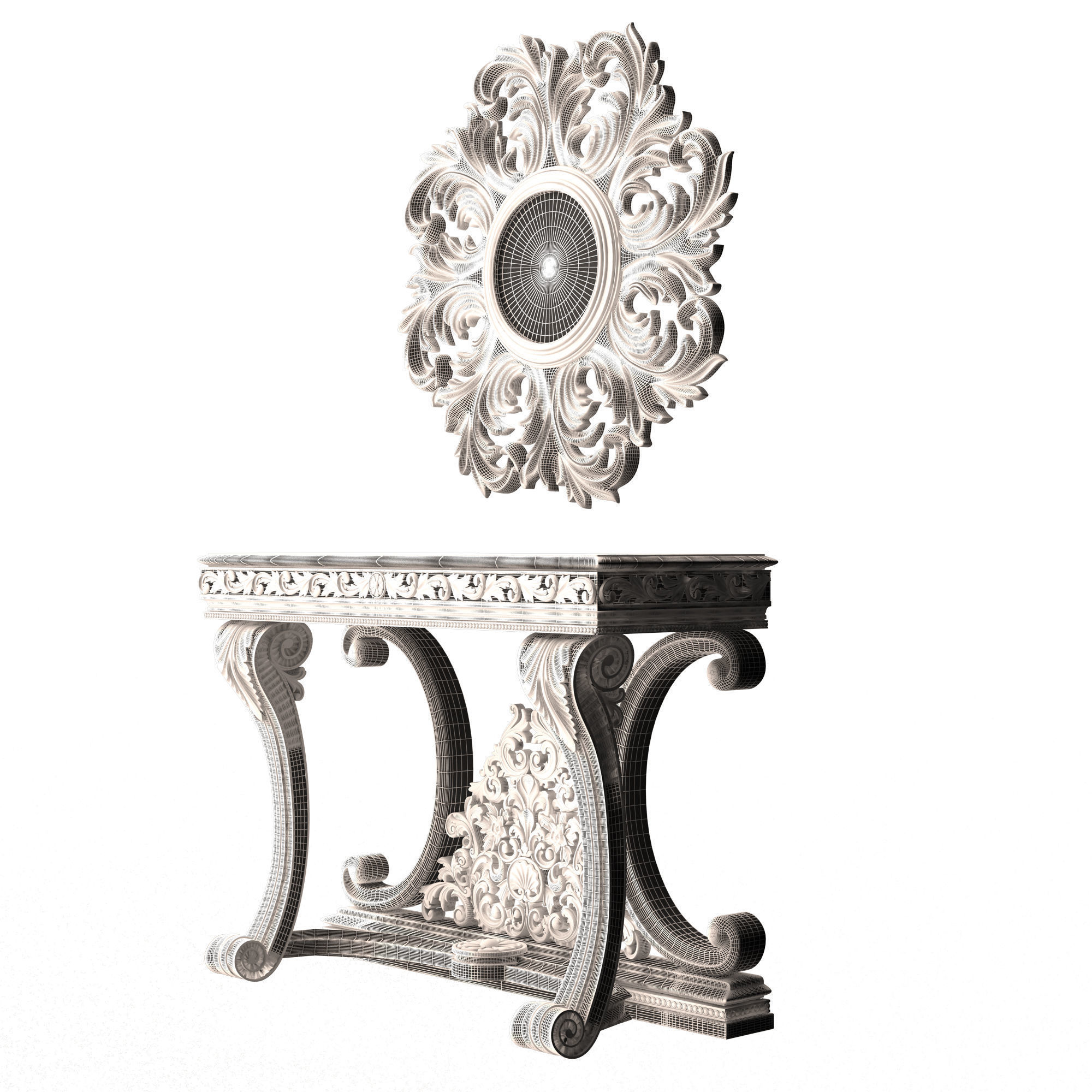 Classic Console Table 07 Low-poly 3D model_11