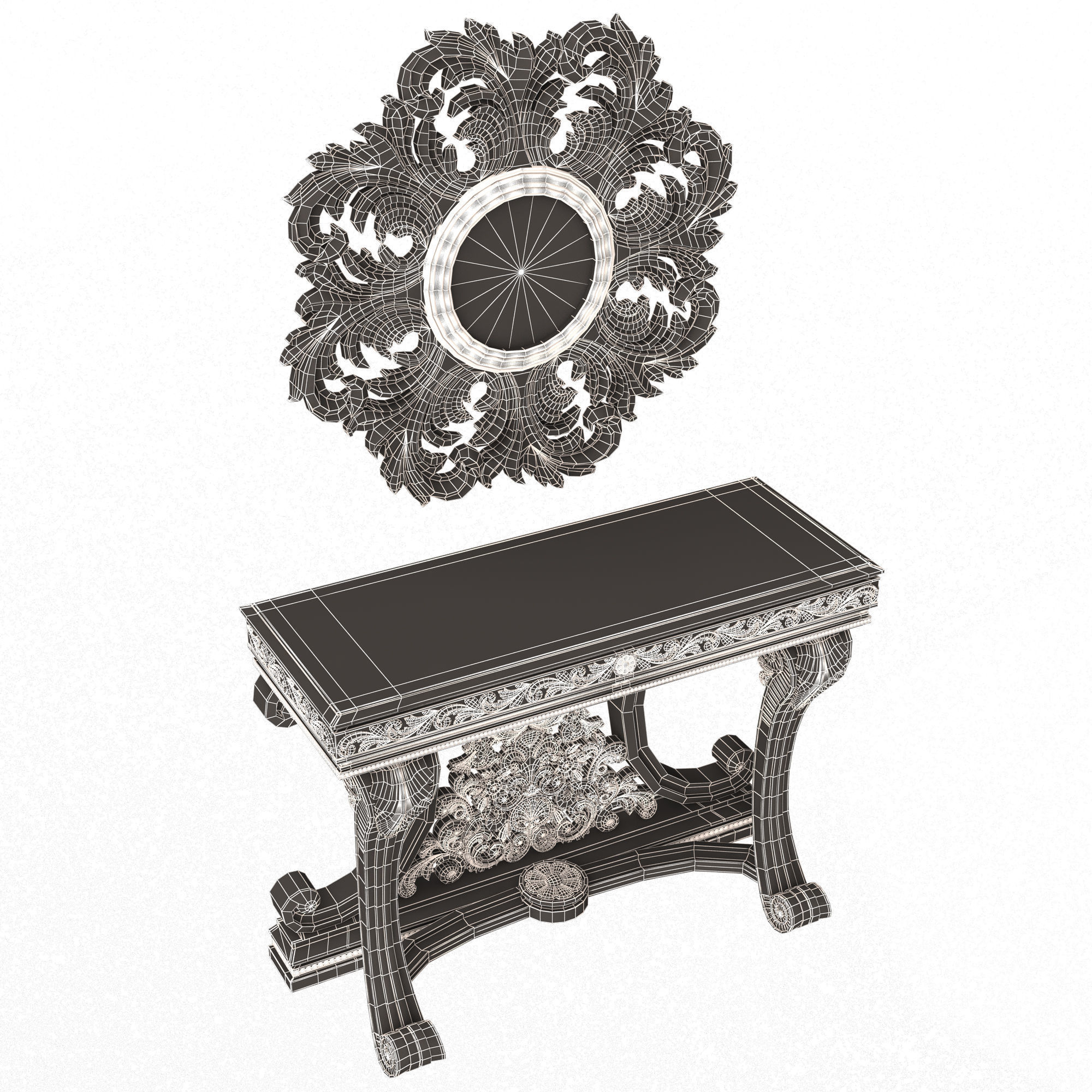 Classic Console Table 07 Low-poly 3D model_16