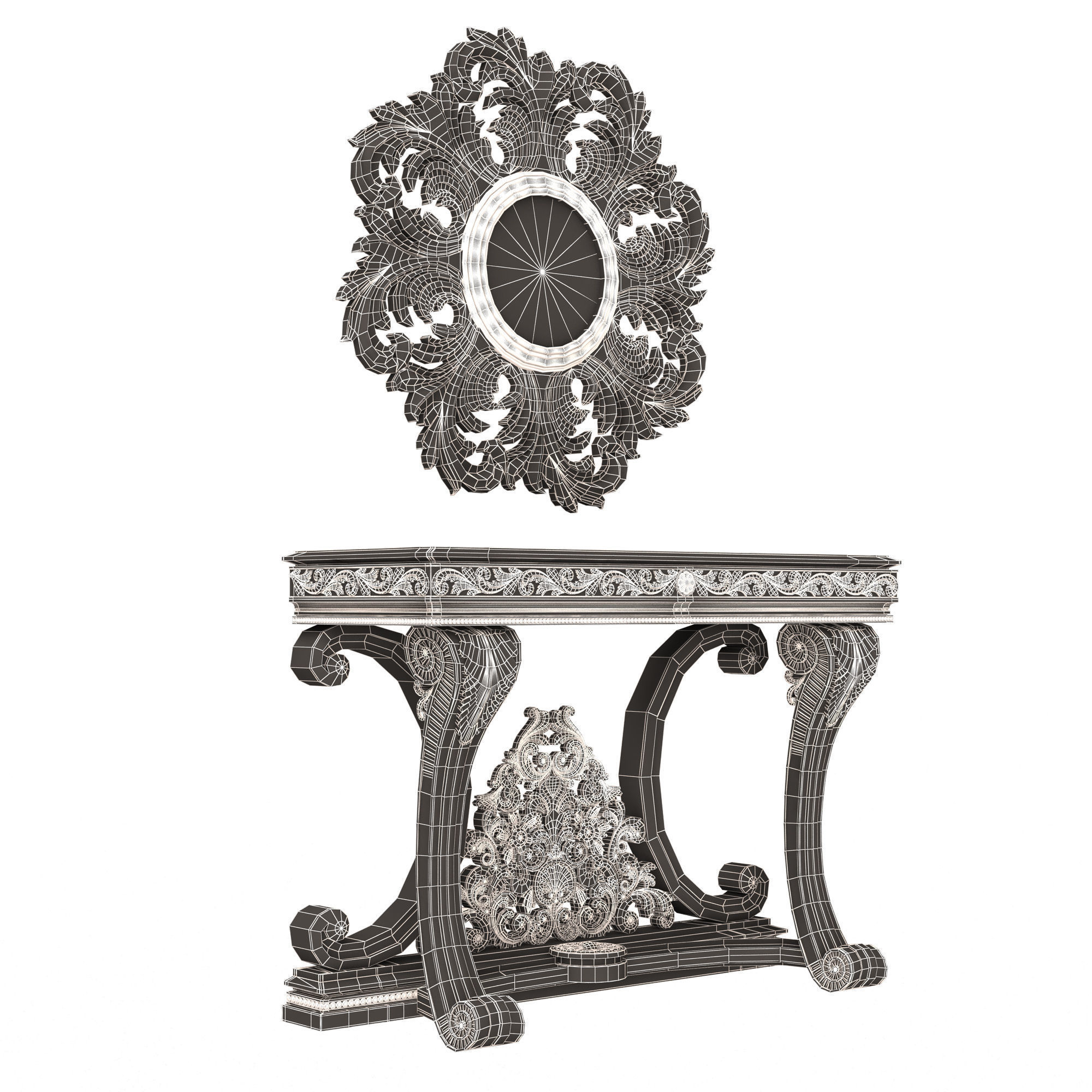 Classic Console Table 07 Low-poly 3D model_7