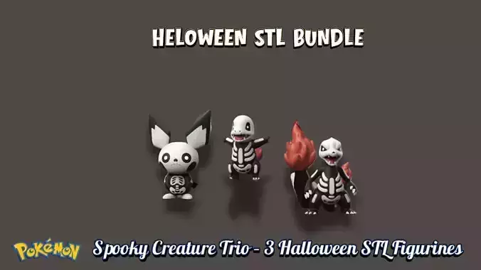 Spooky Creature Trio  3 Halloween STL Figurines