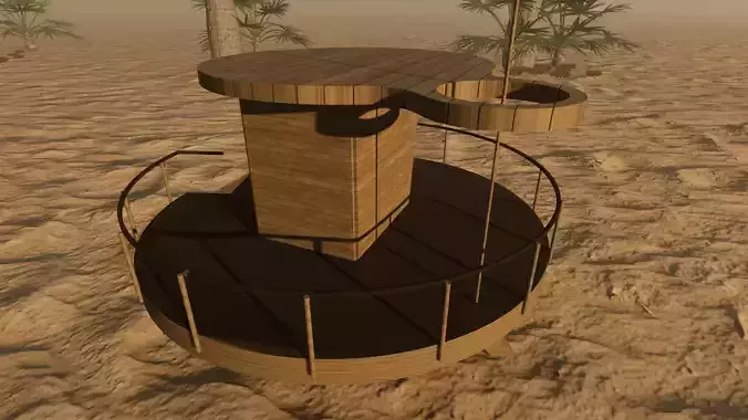 Lifeguard Tower 3d Model Animation on beach