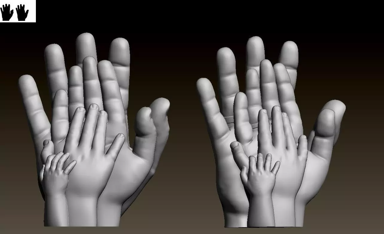 family hand sculpture 3D print model
