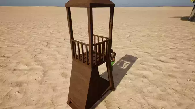 Lifeguard Chair 3d Model Animation on beach