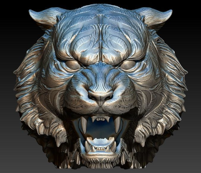 Tiger Head Pendant 3D print model_4