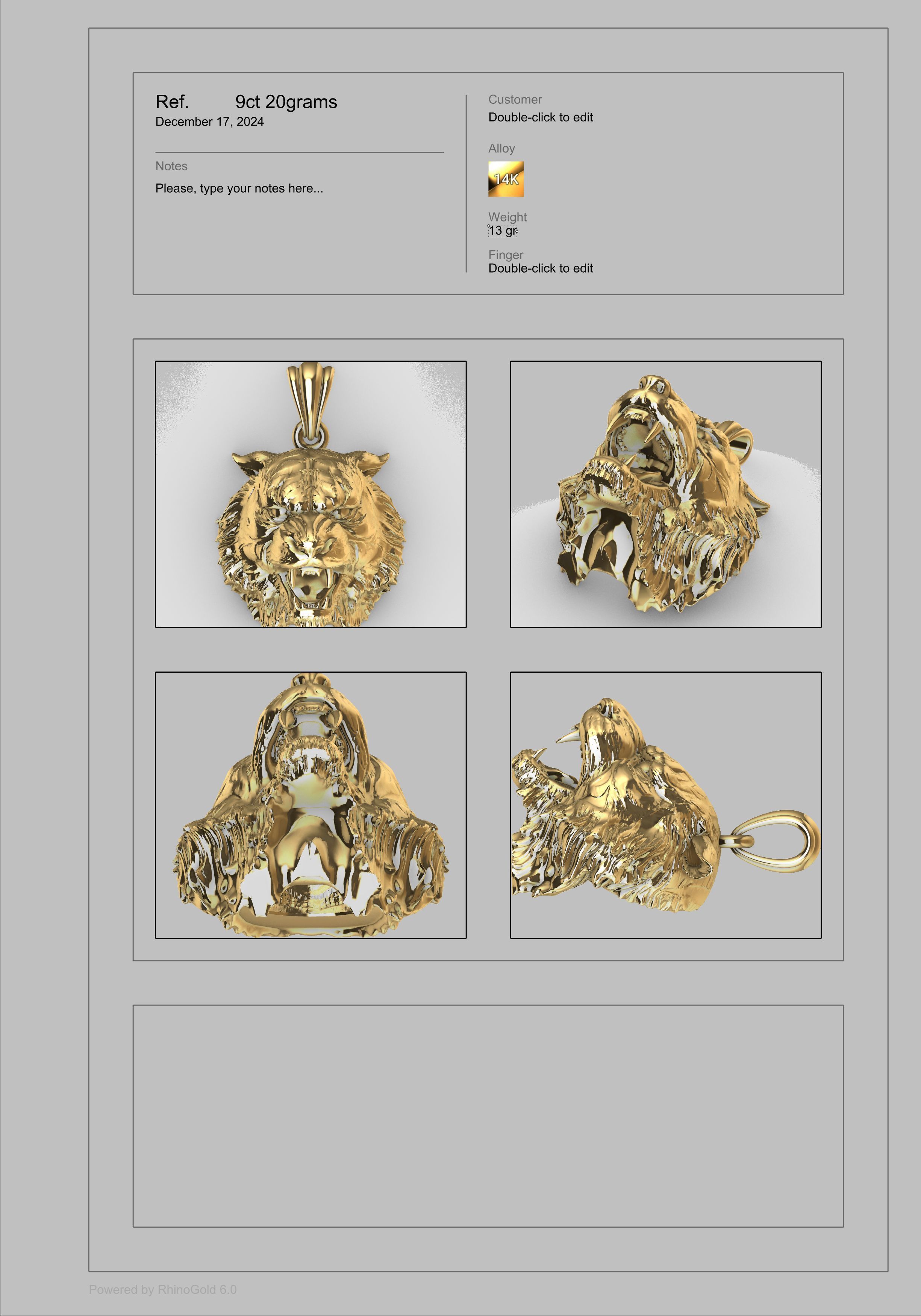Tiger Head Pendant 3D print model_13