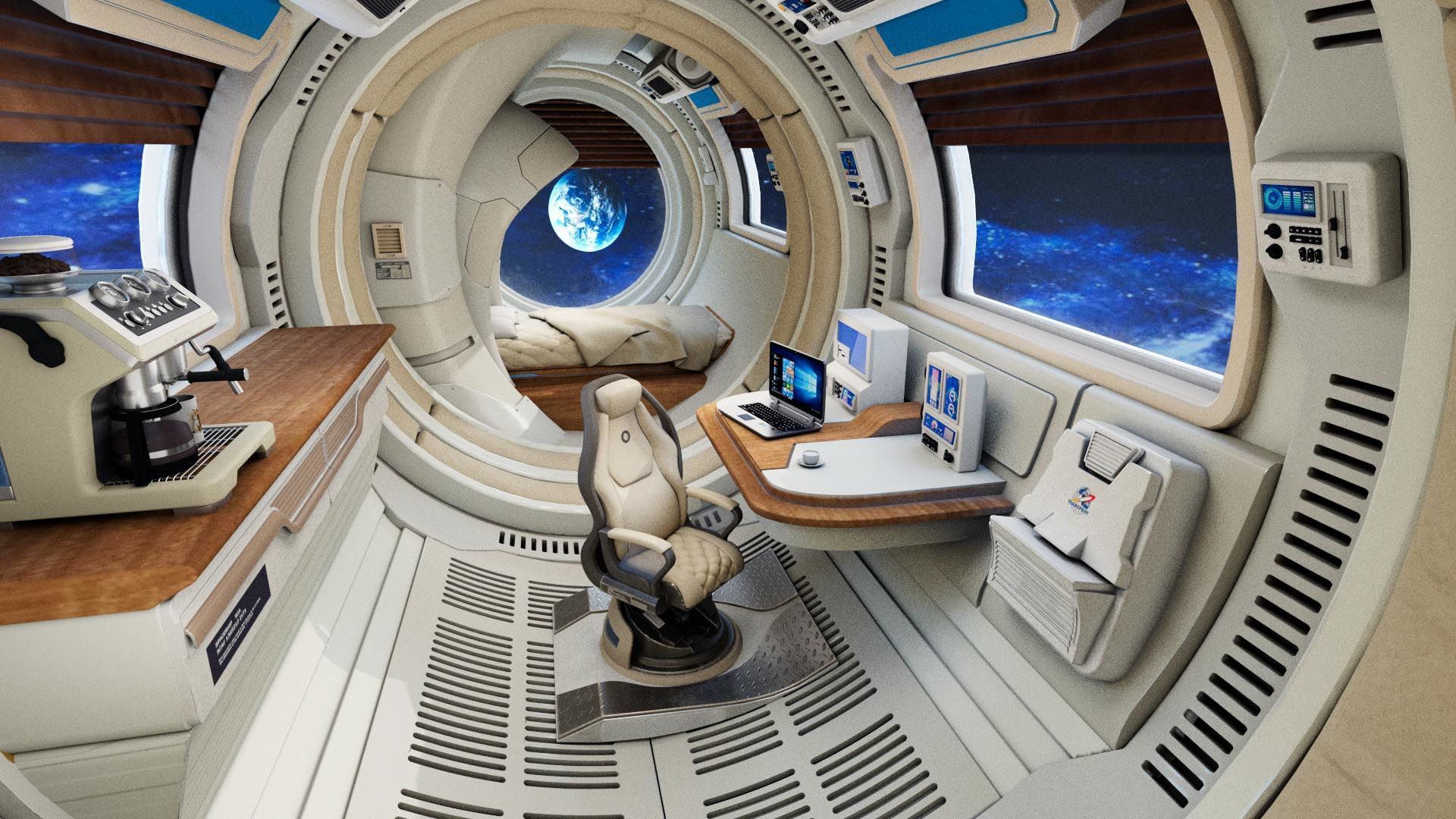 spaceship room sci fi 3D model_2