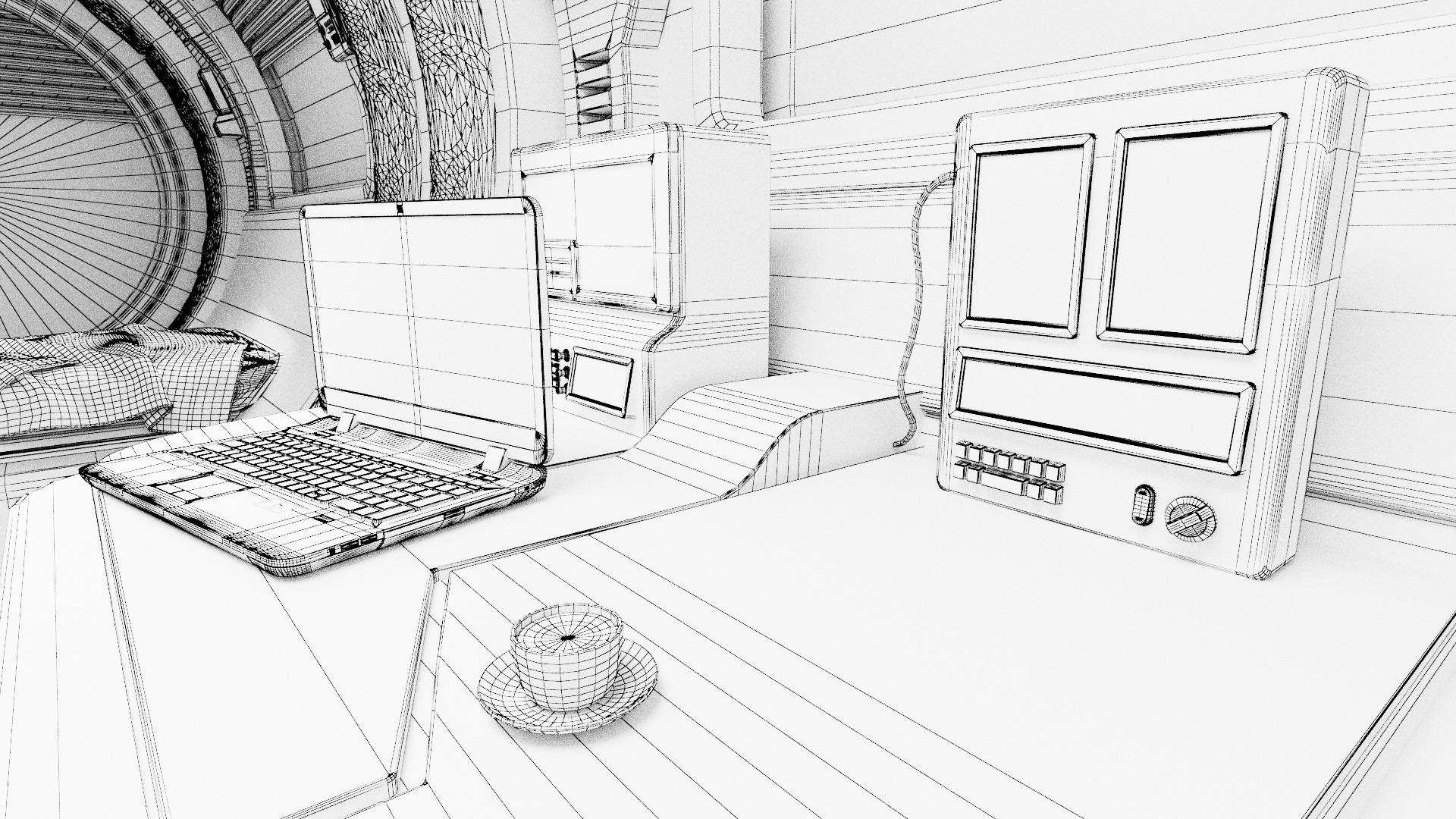 spaceship room sci fi 3D model_30