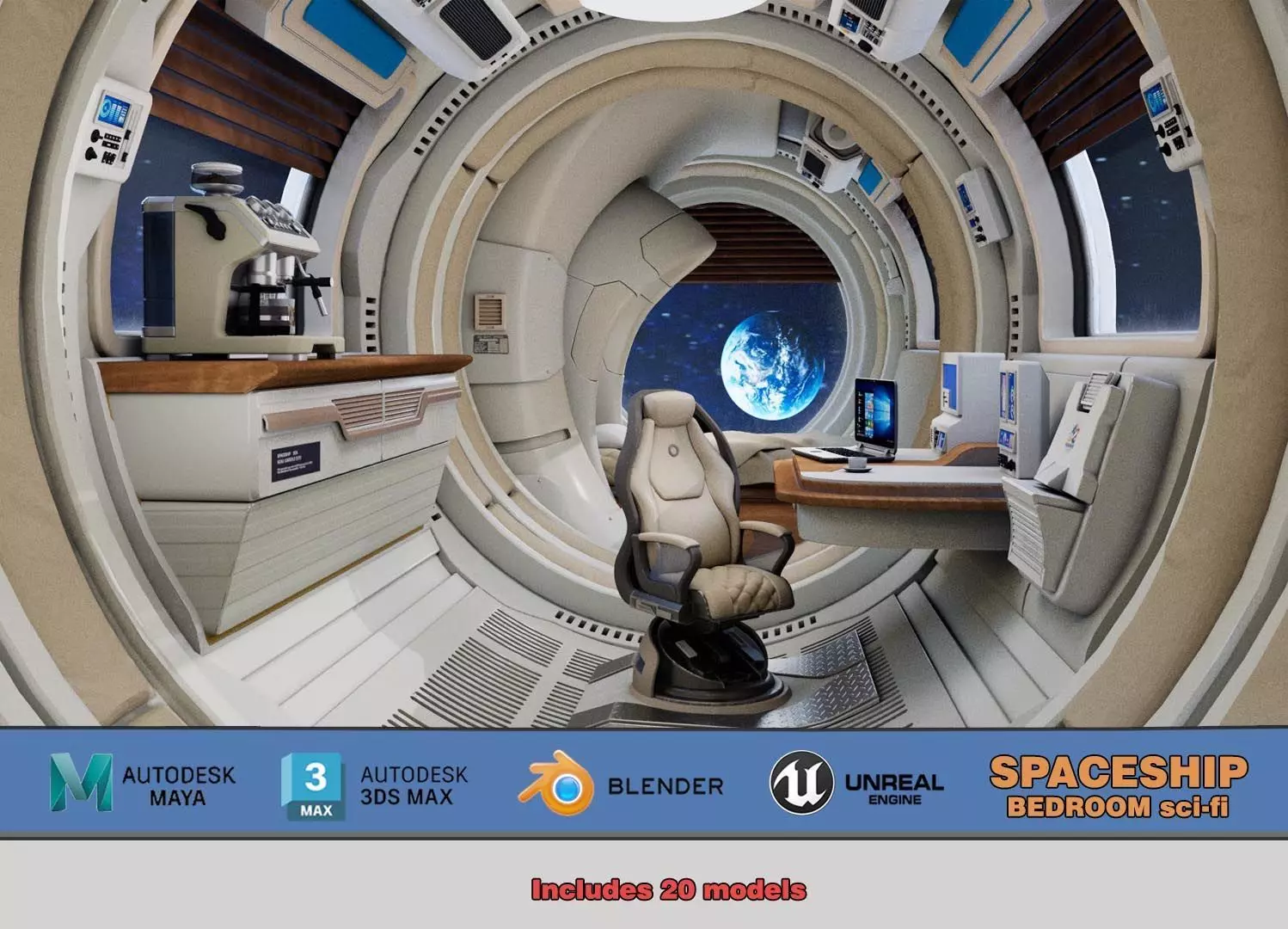 spaceship room sci fi 3D model_0