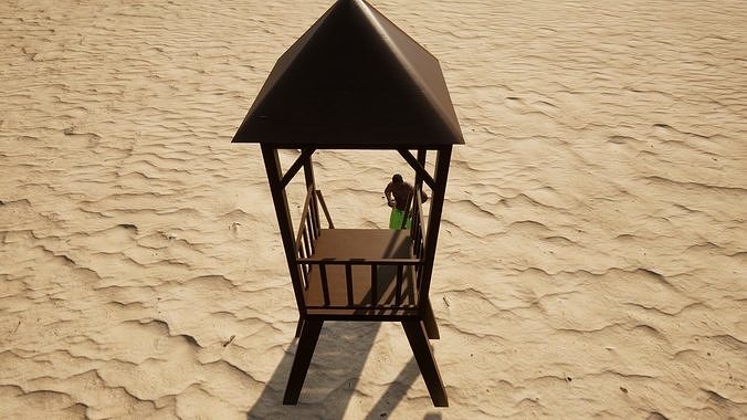 Lifeguard Chair 3d Model Animation on beach Low-poly 3D model
