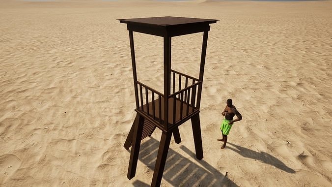 Lifeguard Tower 3d Model Animation on beach Low-poly 3D model