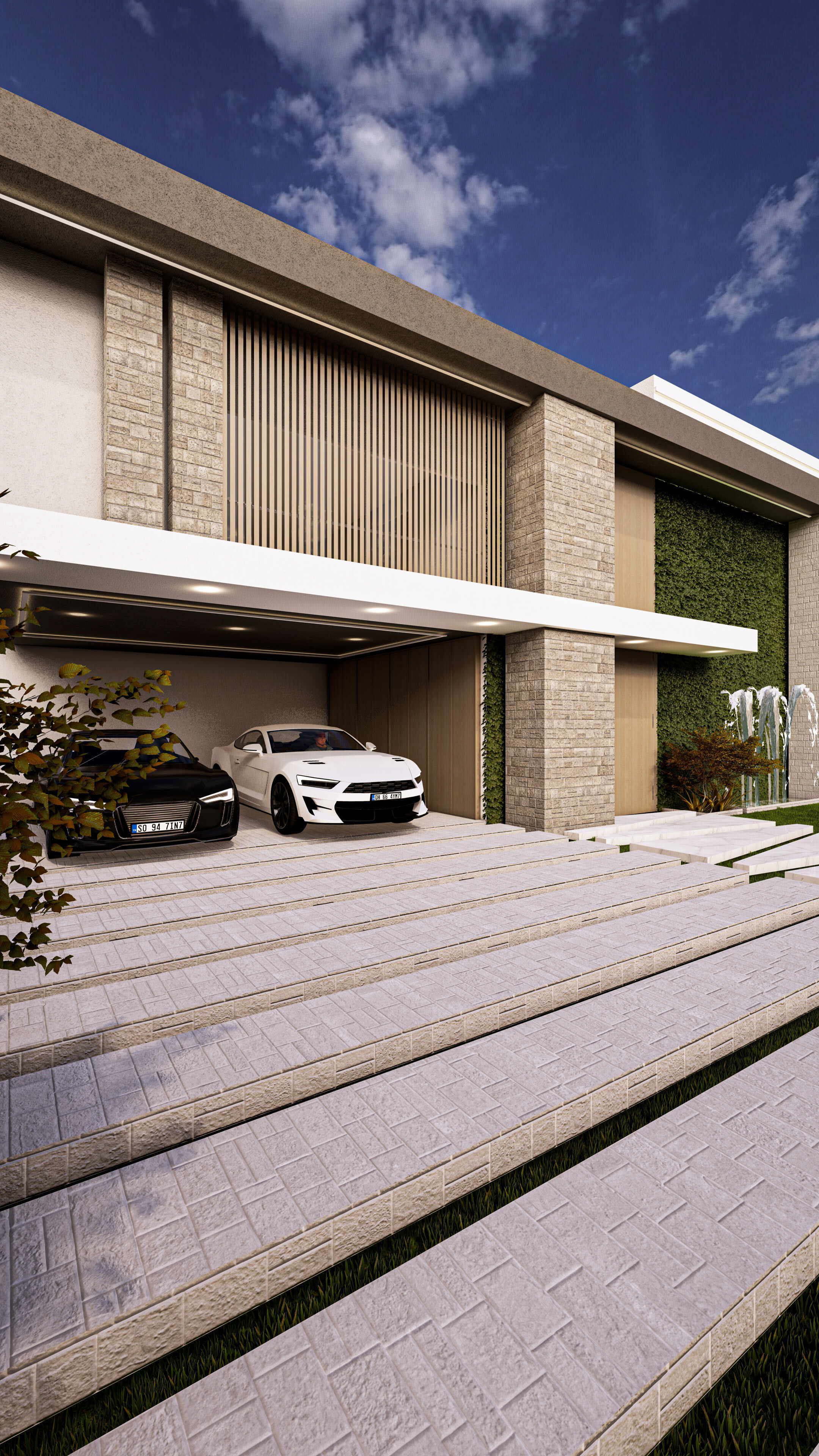 Modern Biophilic Villa Design Interior and Exterior Design Low-poly 3D model_4