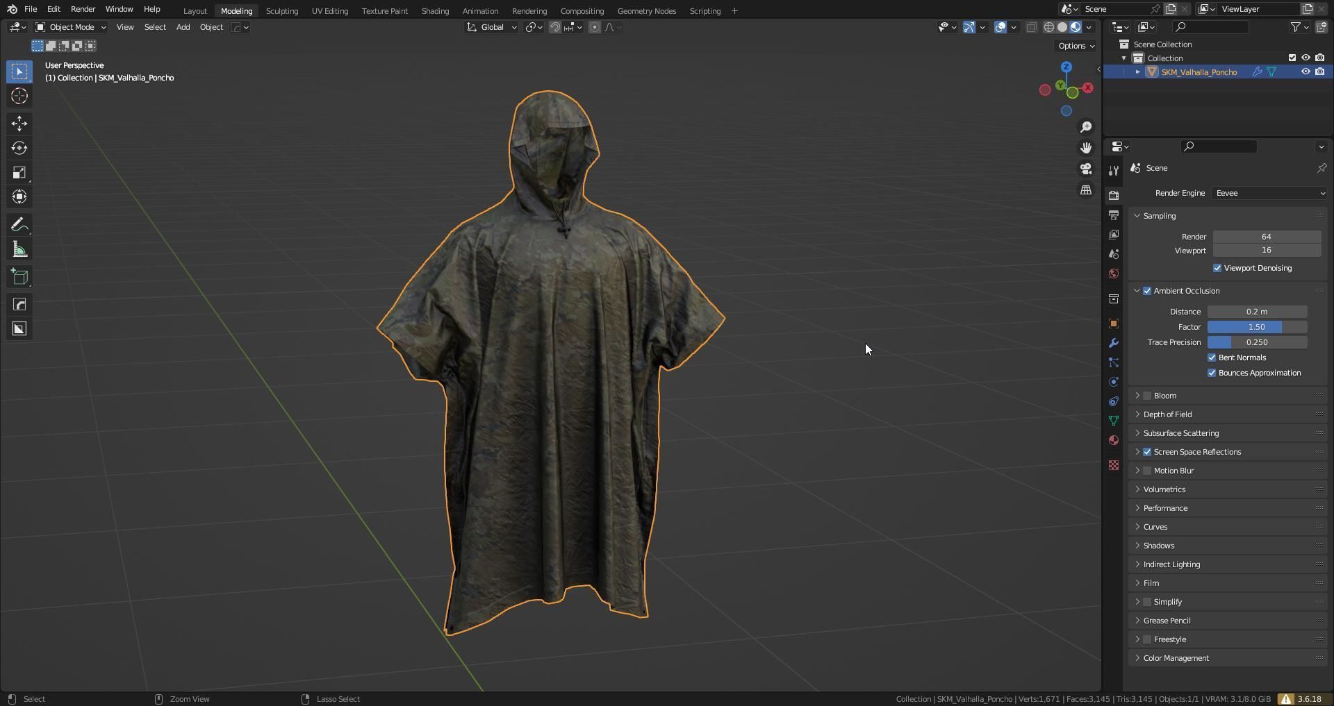 VALHALLA PONCHO Low-poly 3D model_9