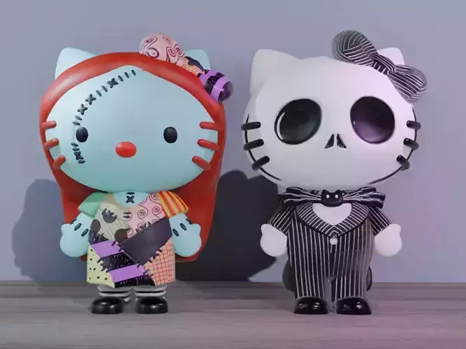 HELLO KITTY SALLY AND JACK - NIGHTMARE BEFORE CHRISTMAS 3D print model