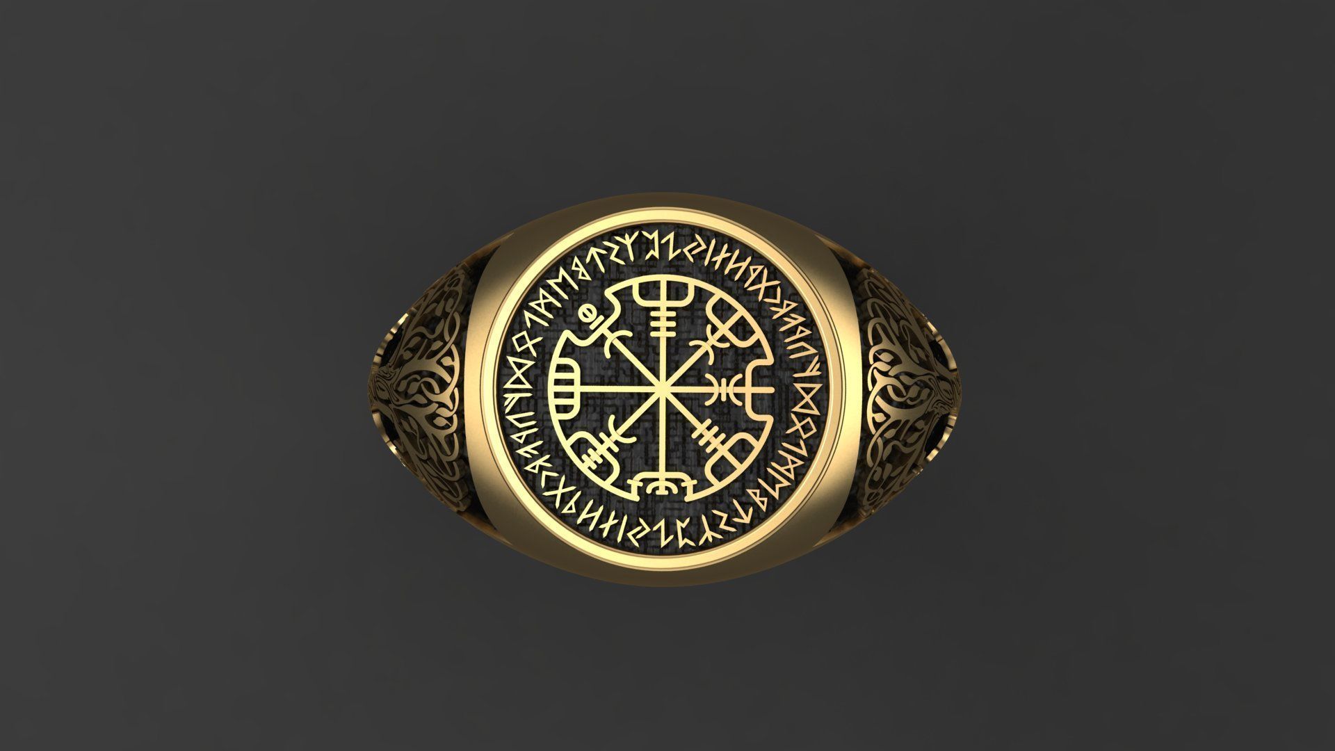 Men ring with the ancient symbols RUNES cnc model or 3D print model_2