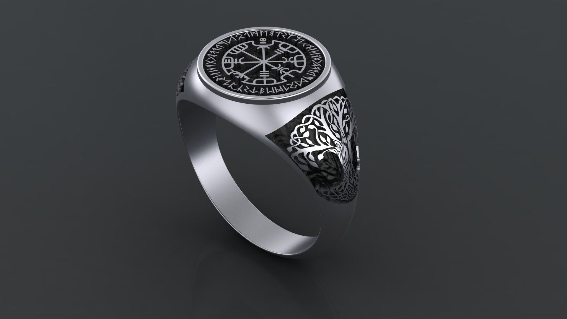 Men ring with the ancient symbols RUNES cnc model or 3D print model_10