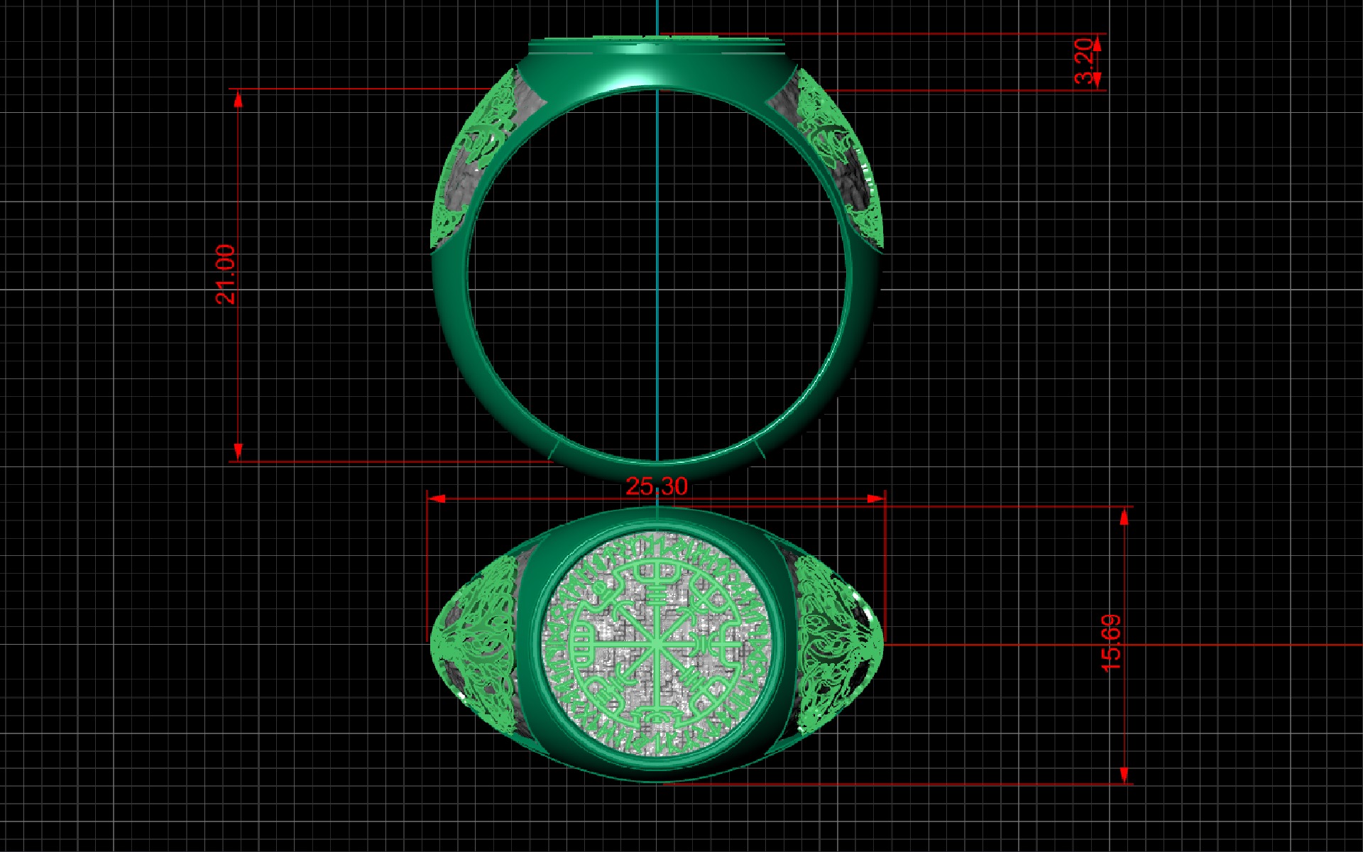 Men ring with the ancient symbols RUNES cnc model or 3D print model_6